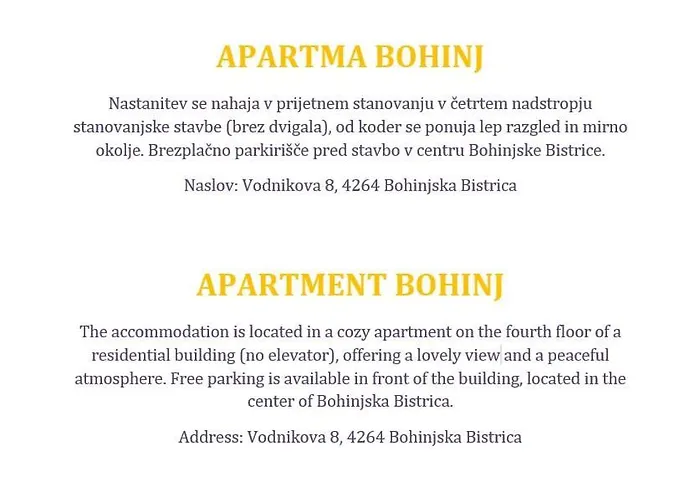 Appartement Apartma Bohinj